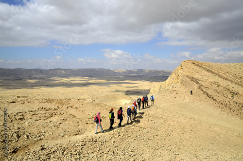 Hikers group in Negev desert.