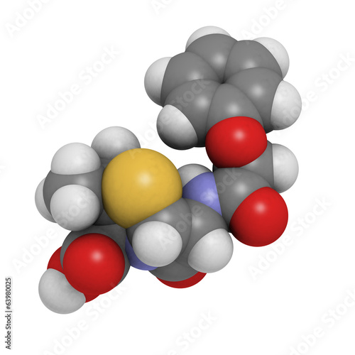 Phenoxymethylpenicillin antibiotic (penicillin V) molecule.