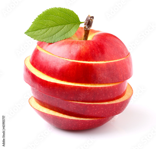 Cut apple with leaves