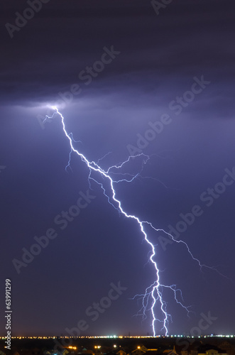 Detailed lightning bolt from cloud-to-ground