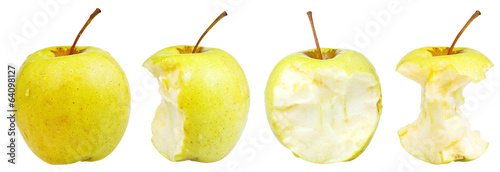 bitten and whole golden delicious apple