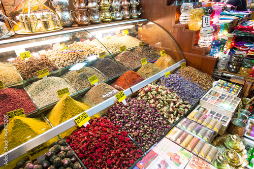Closeup of spices on sale market