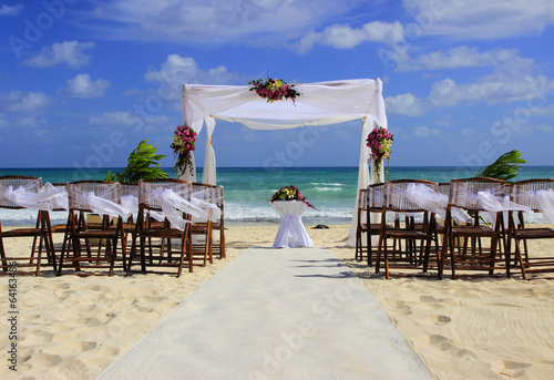Wedding preparation on a mexican beach