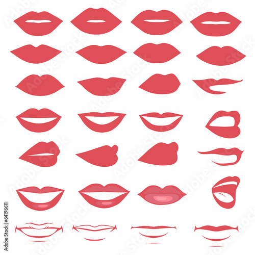 man and woman vector lips and mouth, silhouette and glossy,