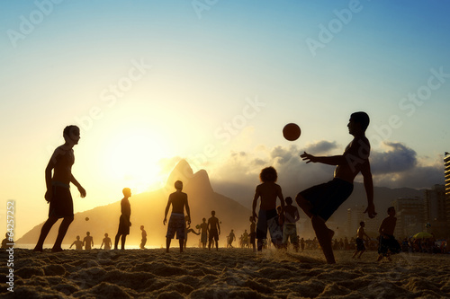 Sunset Silhouettes Playing Altinho Futebol Beach Football Brazil