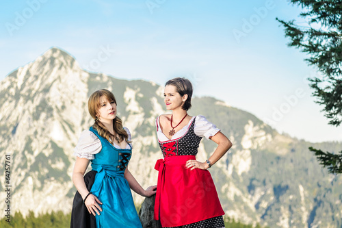 Mountain Range and Young Woman