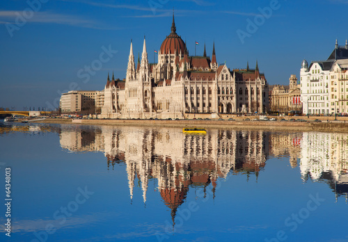 Famous Parliament with river in Budapest, Hungary