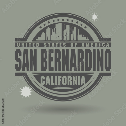 Stamp or label with text San Bernardino, California inside