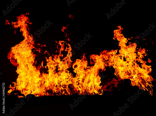 fire burning in black background