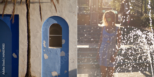 Hiszpania Maroko wakacje fontanna blondynka