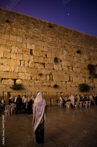 Men praying at the Wailing Wall, Jerusalem