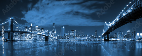 Manhattan and Brooklyn bridge night view