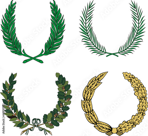 Set of four heraldic wreaths
