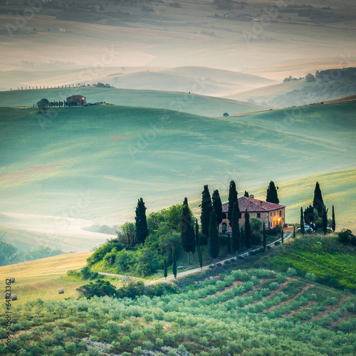 Tuscany, sunrise landscape, Italy