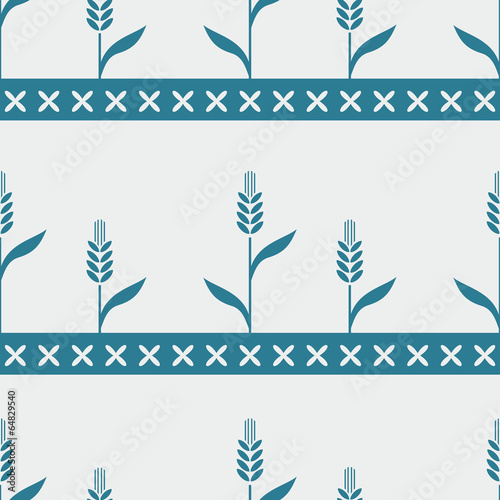 Seamless blue pattern with wheat
