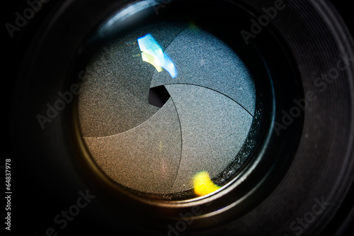 Diaphragm of a camera lens aperture.