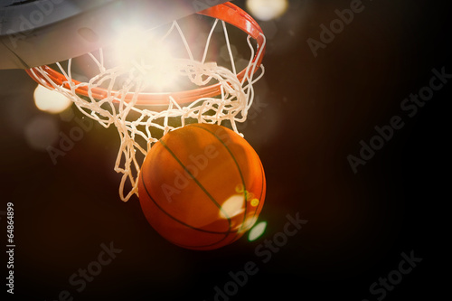 Basketball scoring basket at a sports arena