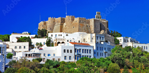 view of Monastery of st.John in Patmos island, Dodecanese, Greec