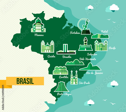 Landmark Brazil map silhouette icon