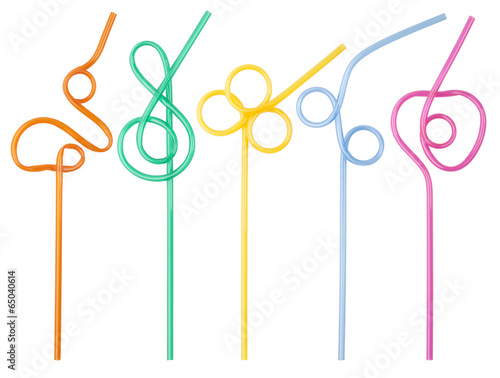 colorful curly drinking straws