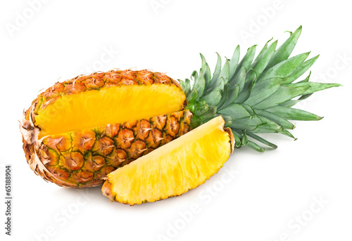 ripe pineapple isolated on white