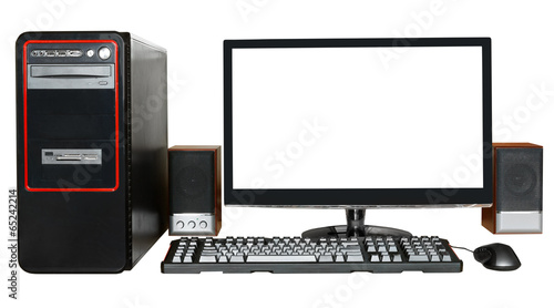 desktop computer with widescreen display