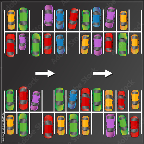 voitures multicolores garées sur un parking