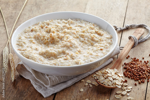 Bowl of various flakes porridge