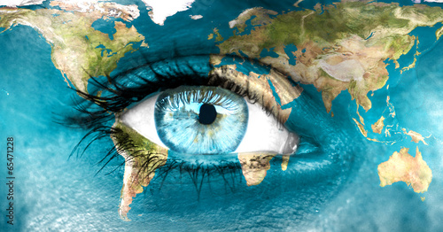 Planet earth and blue human eye - "Elements of this image furnis