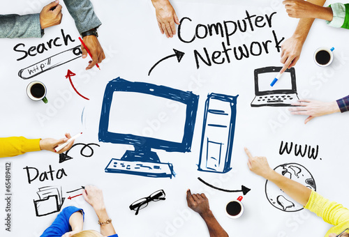 Group of People with Computer Network Concept