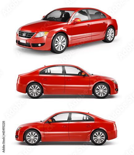 Three Red Sedans in a Row