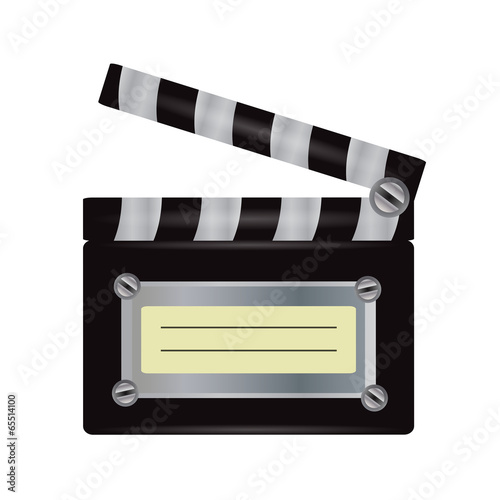 Illustration of realistic movie clapper isolated on white backgr