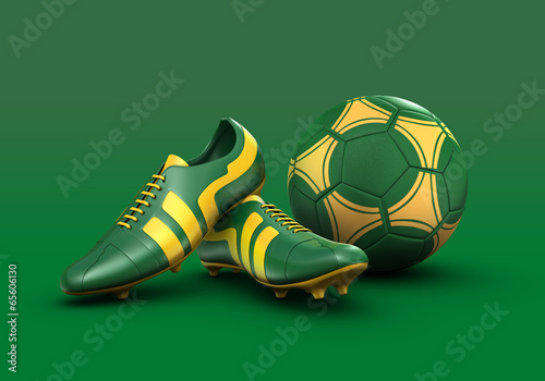 3D Soccer ball and football boots