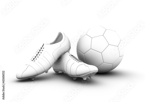 3D Soccer ball and football boots