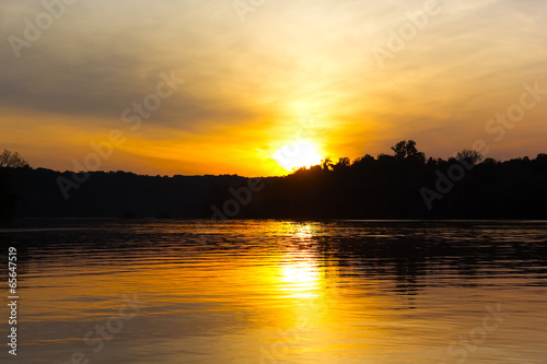 Sunset over Potomac River, Washington DC. Scenic city sunset.