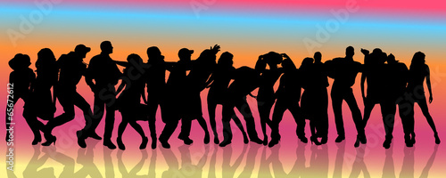 Vector silhouette of people who dance.