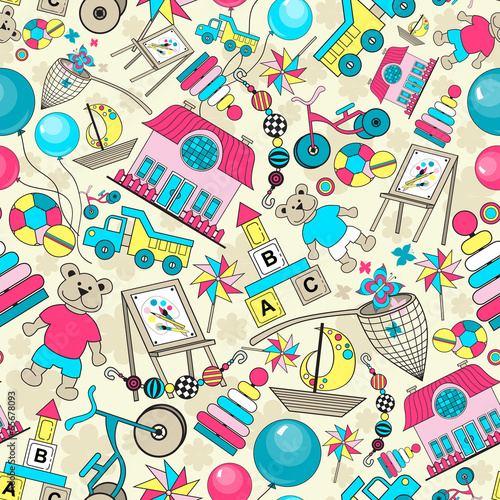 Vector pattern with children's toys