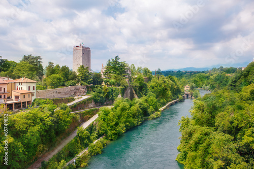 Visconti castle and Adda river in Trezzo sull'Adda