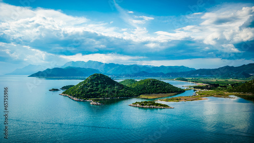 View of the sea, islands and clouds in southern Croatia