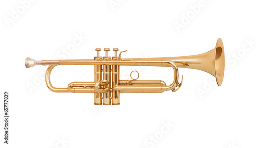 brass trumpet isolated on white background
