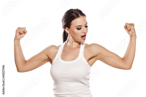 pretty young woman showing her beautiful arms