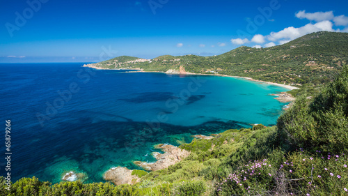 Beach and coastline at Cargese in Corsica