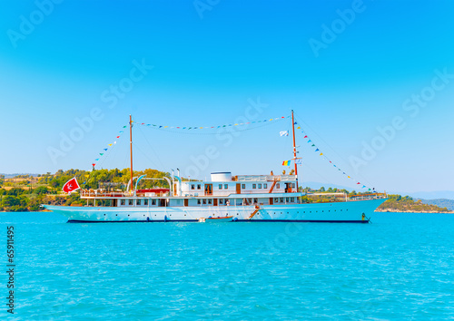 Old classic traditional boat out of Spetses island in Greece