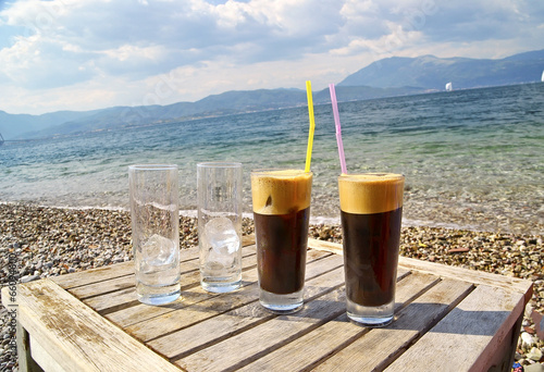 espresso cold coffee - sea beach
