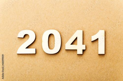 Wooden text for year 2041