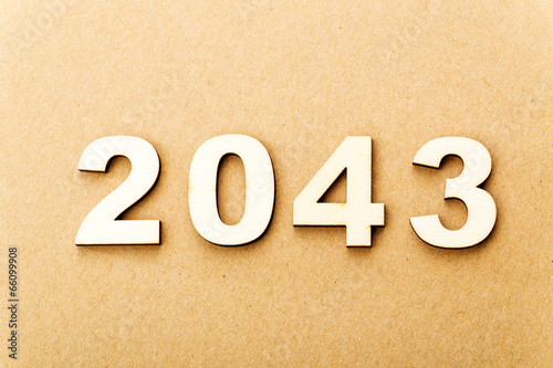 Wooden text for year 2043