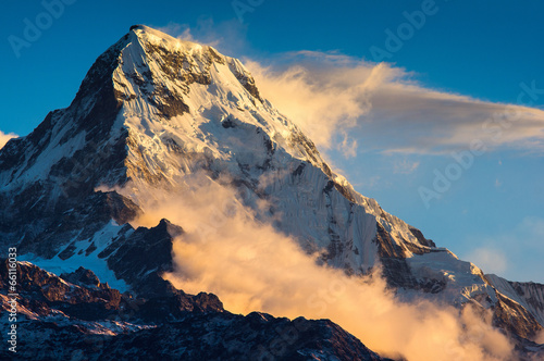 Beautiful view of Annapurna South, Himalayan mountains, Nepal, f