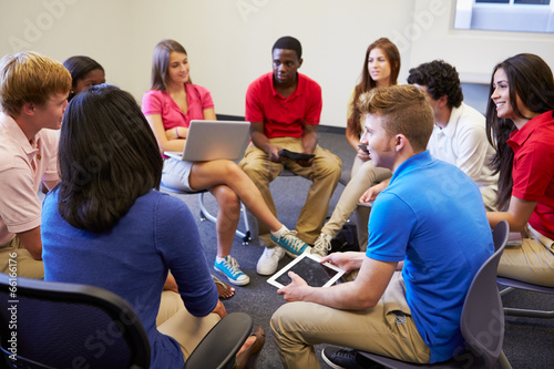 High School Students Taking Part In Group Discussion