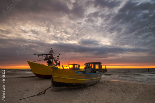 fishing boats on the coast of the Baltic Sea