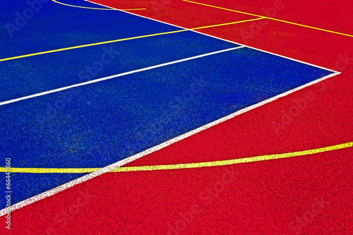 Synthetic Tennis & Basketball Court. Detail
